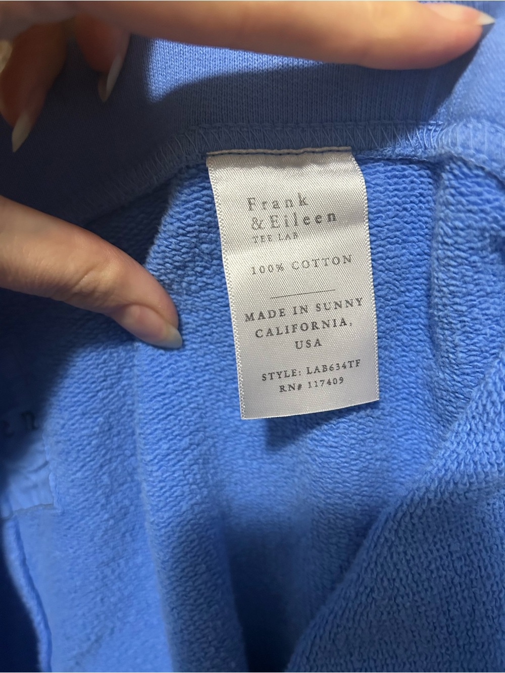 Frank & Eileen Catherine Favorite Cropped Sweatpants Bluebird Medium 100% Cotton - Picture 6 of 6